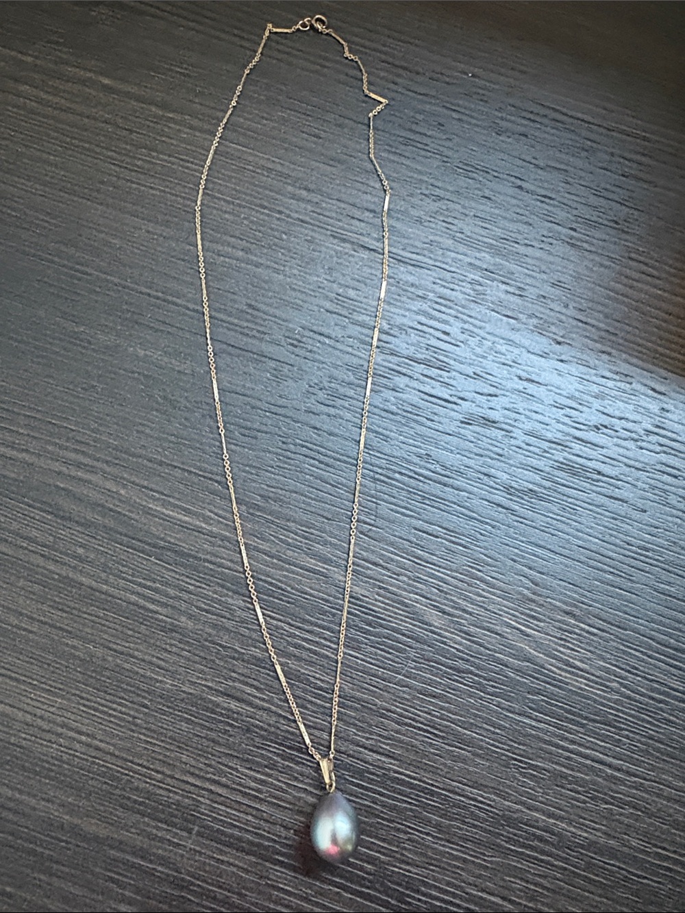 14k Gold Filled Chain Necklace with Grey Silver Tahitian Pearl Pendant